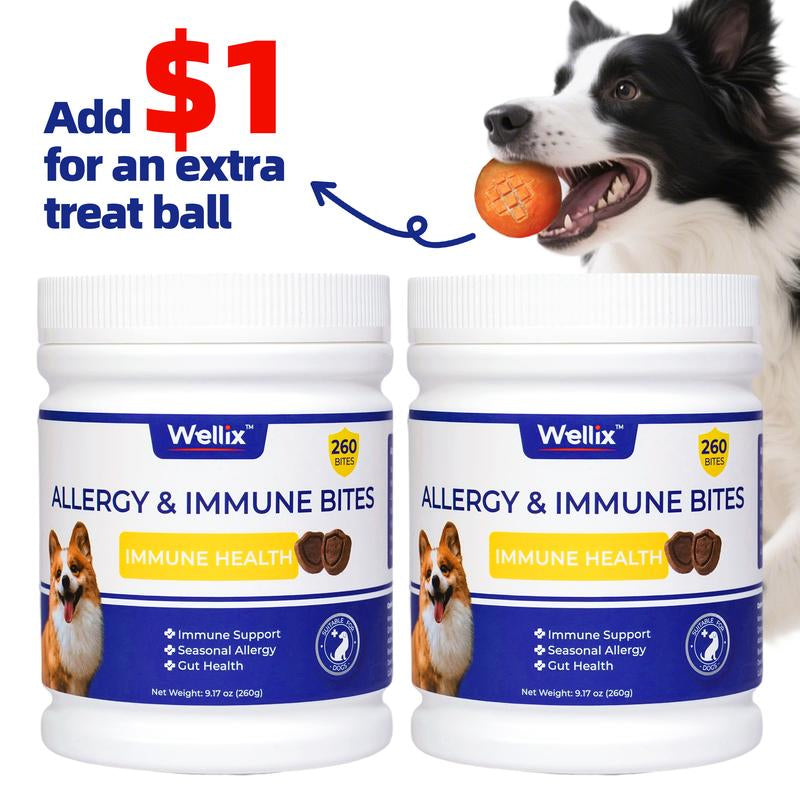 Wellix 260-Count Natural Dog Allergy Relief Chews - Soothing Itchy Skin & Ears with Immune Support