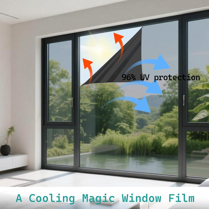 Frosted Window Privacy Film - UV Shielding & Heat Control Static Cling for Home & Bathroom Decor