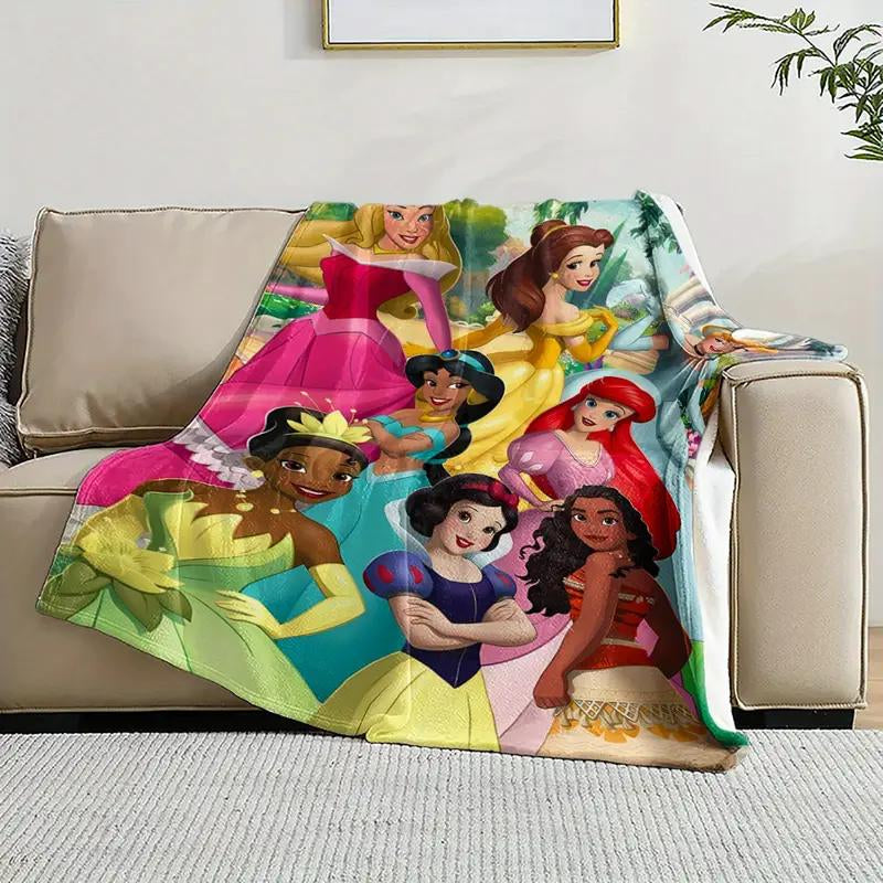 Disney Classic Princess Soft Flannel Blanket - Cozy All-Season Throw for Sofa and Home Decor