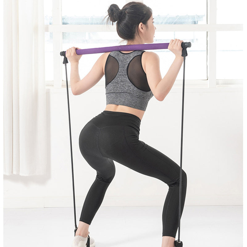 Multifunctional Pilates Bar Kit | Portable Yoga & Resistance Band for Full Body Workout