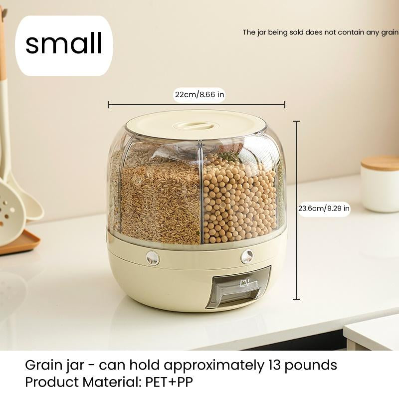 UFORU 360° Rotating Moisture-Proof Grain Dispenser - Durable Transparent Storage Container with Lid for Rice, Grains, Cereals, Flour & Pet Food - Perfect Father's Day Gift!