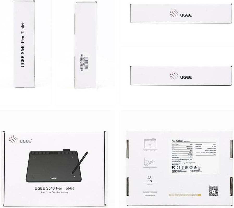 UGEE S640 Digital Drawing Tablet - Versatile USB-Powered Graphics Tablet for Students & Artists, Durable Writing Board for Creative Expression