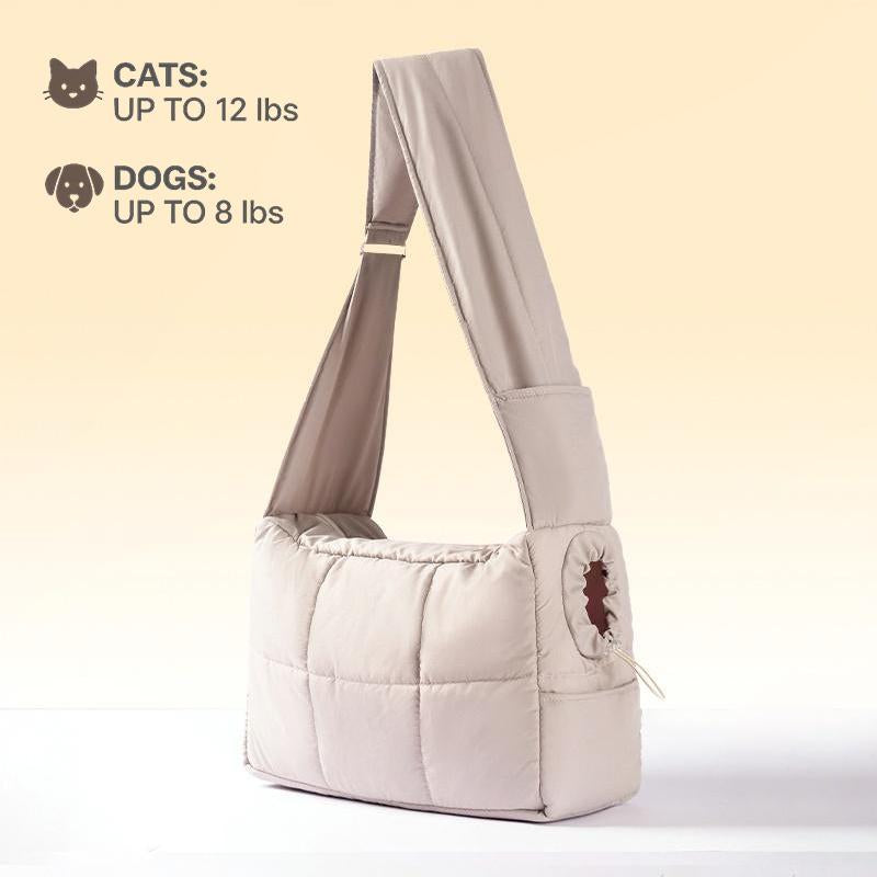 Hipipet Escape-Proof Quilted Sling Carrier - Stylish & Spacious Pet Bag for Cats & Small Dogs, Perfect for Outdoor Adventures
