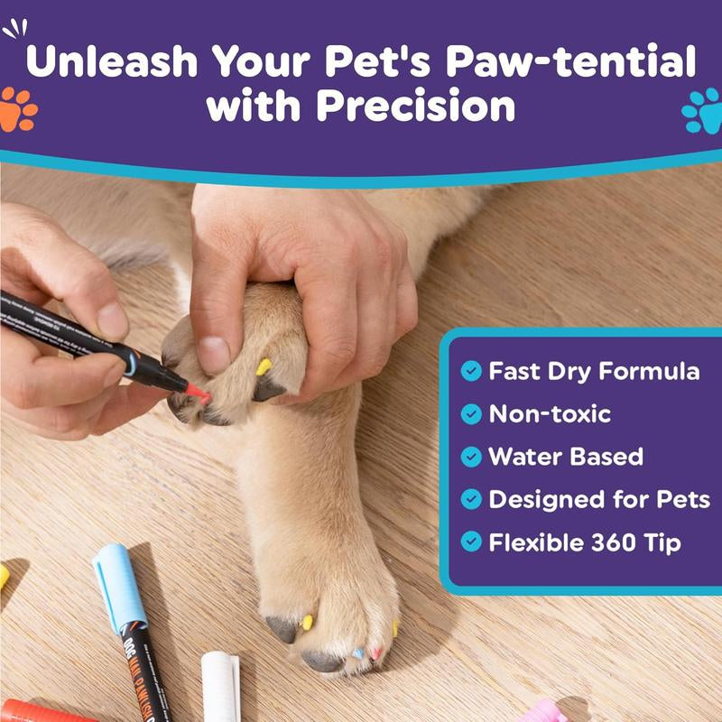 Quick Dry Dog Nail Polish Pens - Easy Application Pet Nail Polish for Dogs & Cats, Perfect Puppy Accessory Set