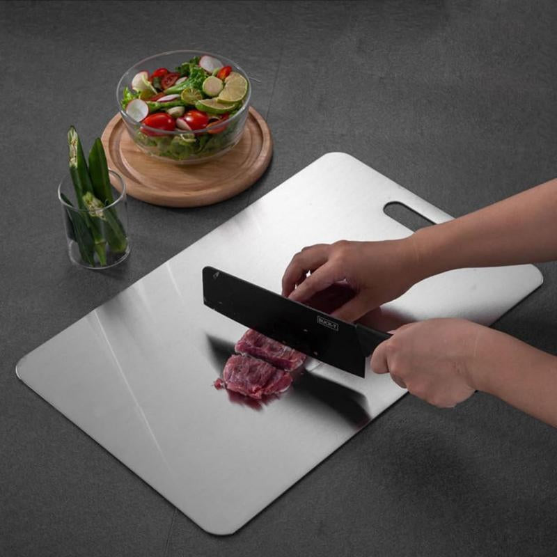 Premium Double-Sided Stainless Steel Cutting Board - Non-Stick, Durable Kitchen Essential for Meat, Fruits & Vegetables