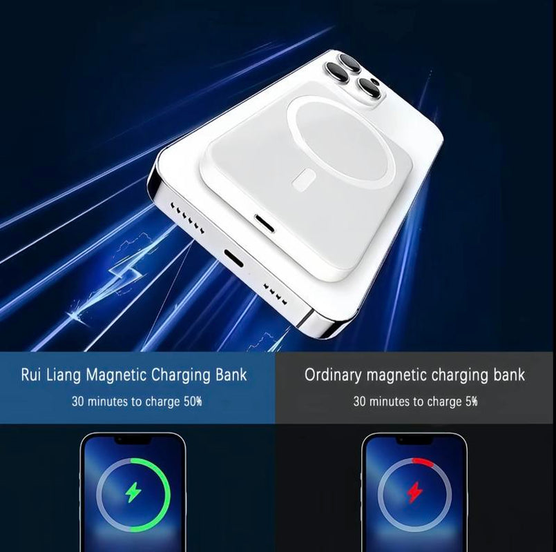 10000mAh 2-in-1 Magnetic Wireless Charger Power Bank for iPhone 16/15/14/13/12/11/Xr/X - Compact & Portable Mobile Charging Solution
