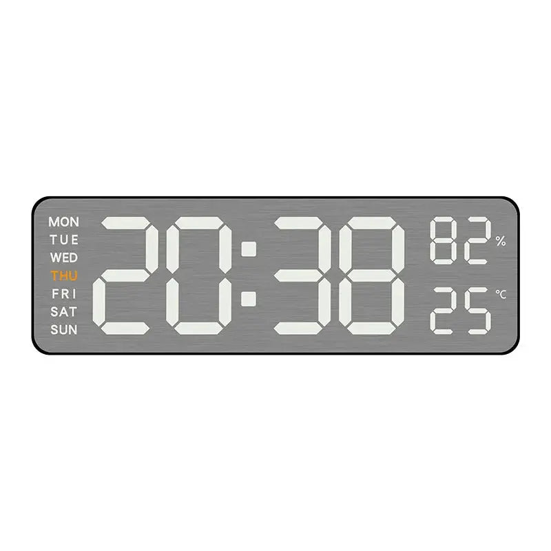 Large Digital Wall Clock with Temperature, Humidity & Auto Dimmer | USB Powered LED Alarm Table Clock