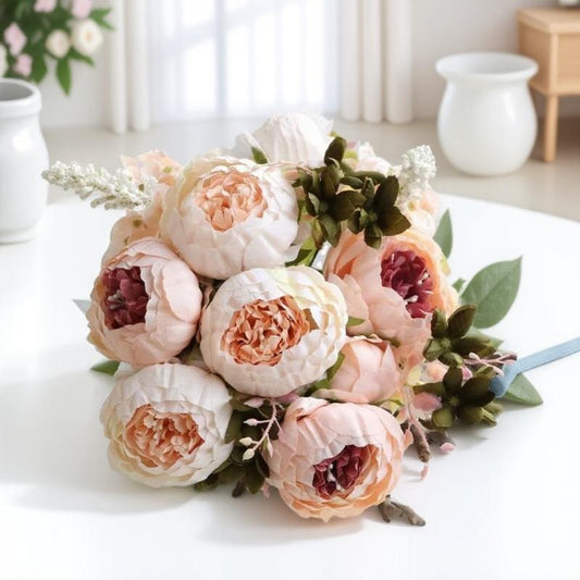 Stunning Artificial Peony & Hydrangea Bouquet Set - Perfect for Weddings, Parties, Home Decor, and Seasonal Celebrations - Premium Quality Fake Flowers for Table Centerpieces and Thoughtful Gifts