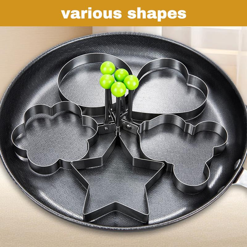 5-Piece Non-Stick Fried Egg Ring Molds Set - Perfect for Shaped Eggs on Griddle Pan