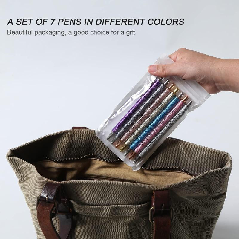 Sparkling Glitter Ballpoint Pen Set - 7 Fun & Colorful Pens for Home, Office, and School