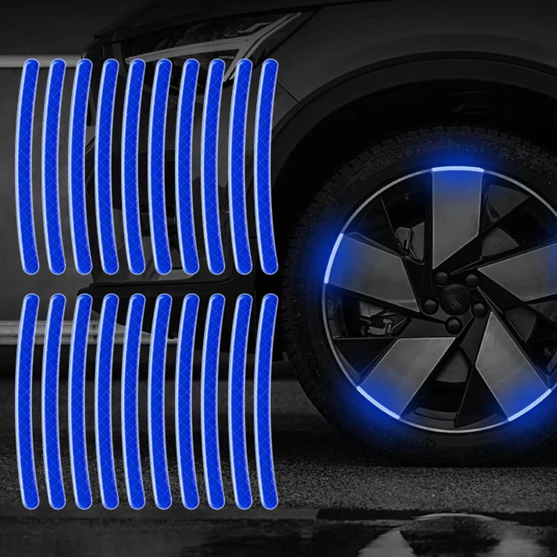 20pcs Luminous Reflective Wheel Hub Stickers - Enhance Night Visibility for Cars, Bikes & Motorcycles