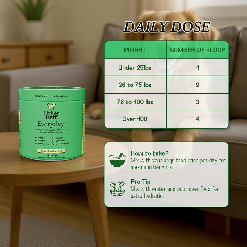 Other Half Everyday Clean Dog Multivitamin - 45 Essential Ingredients for Optimal Health | 30 Convenient Scoops
