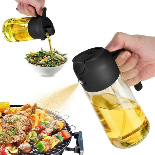 GJ 16Oz Oil Dispenser Bottle - 2-in-1 Olive Oil Sprayer & Dispenser for Cooking, Salad & Barbecue - Stylish Multicolor Kitchenware
