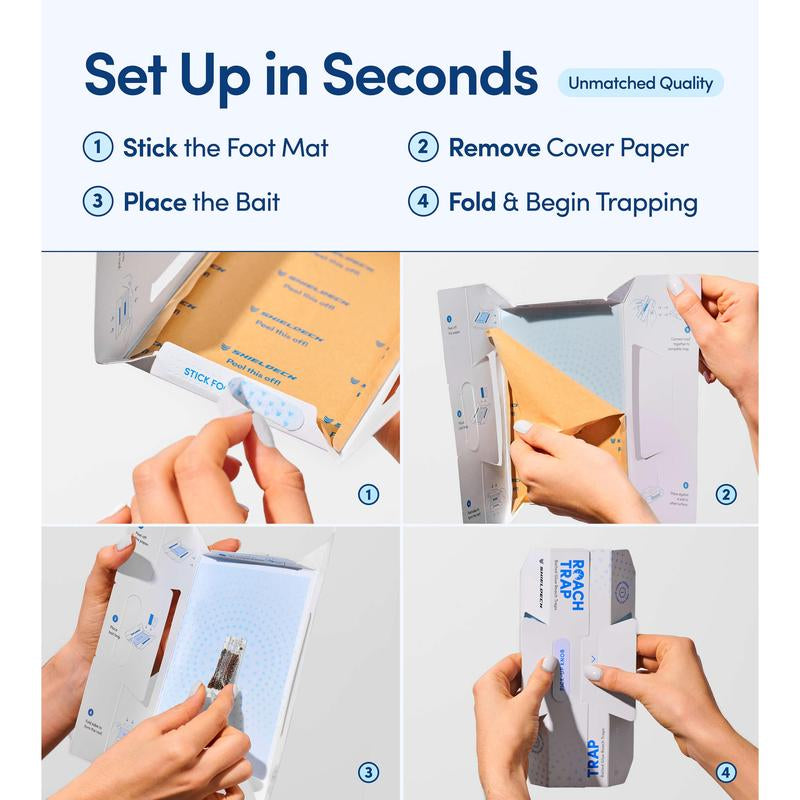 Effective Indoor Roach Traps (12 Pack) - Sticky Glue Cockroach Killer for Home and Car Infestations, Safe for Pets