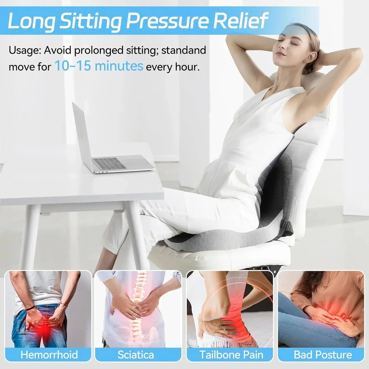 All-in-One Memory Foam Seat & Back Cushion | Ergonomic Lumbar Support for Office & Car The Pain Relief Focus