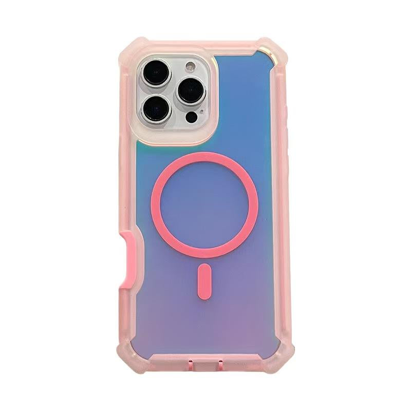 Luxury MagSafe Laser Armor Phone Case for iPhone 16/15/14/13 Pro Max - Dual Layer Protection, Wireless Charging, and Shockproof Design