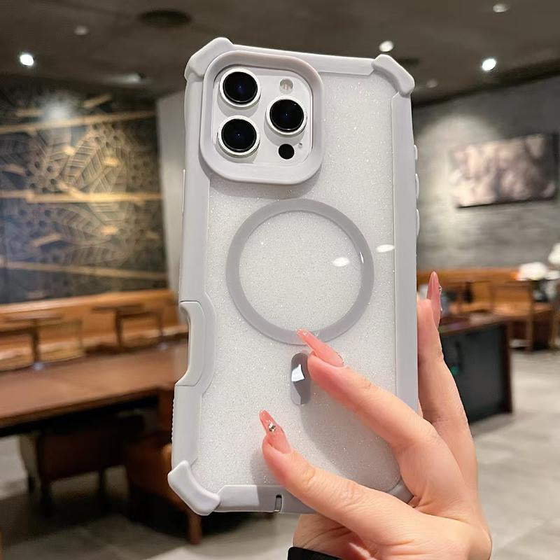 Luxury MagSafe Laser Armor Phone Case for iPhone 16/15/14/13 Pro Max - Dual Layer Protection, Wireless Charging, and Shockproof Design