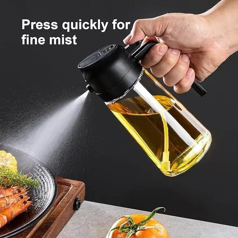 GJ 16Oz Oil Dispenser Bottle - 2-in-1 Olive Oil Sprayer & Dispenser for Cooking, Salad & Barbecue - Stylish Multicolor Kitchenware