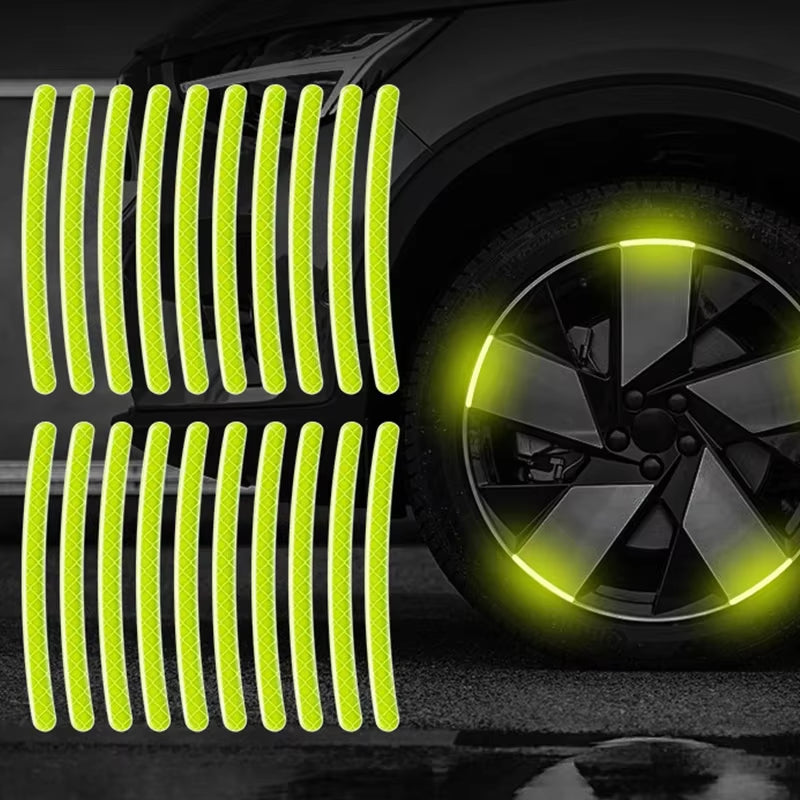 20pcs Luminous Reflective Wheel Hub Stickers - Enhance Night Visibility for Cars, Bikes & Motorcycles