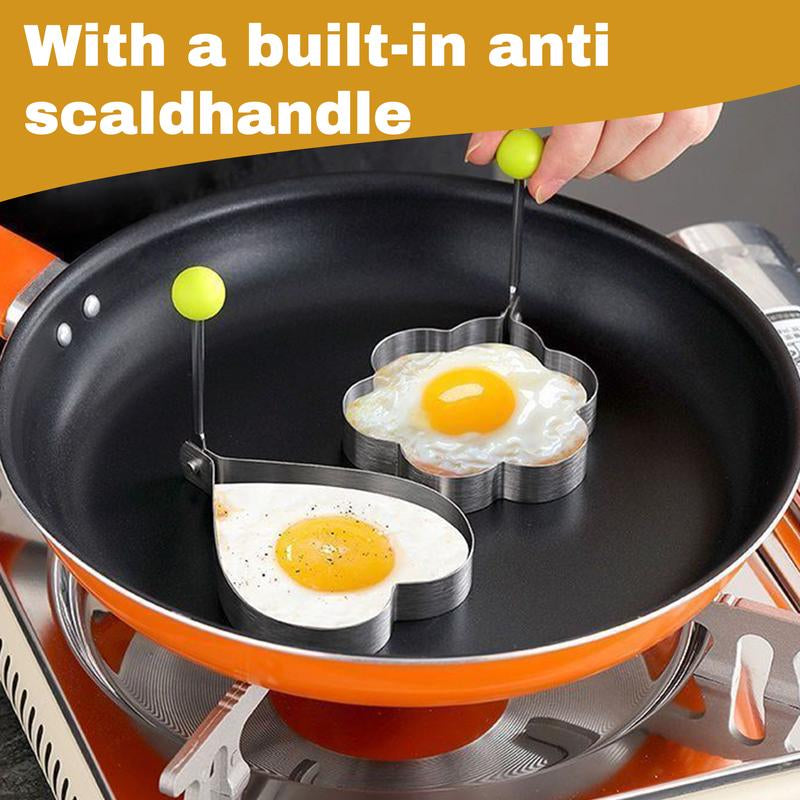 5-Piece Non-Stick Fried Egg Ring Molds Set - Perfect for Shaped Eggs on Griddle Pan