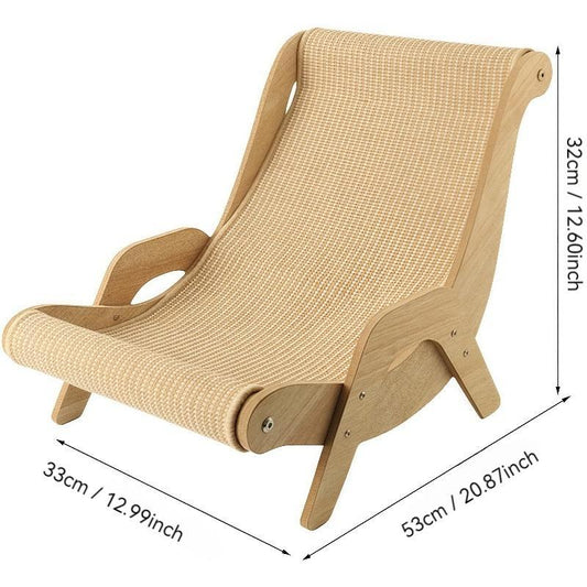 Stylish Wooden Cat Scratcher Rocker Bed - Ultimate Multi-Functional Pet Furniture for Scratching, Lounging & Relaxing Indoors or Outdoors