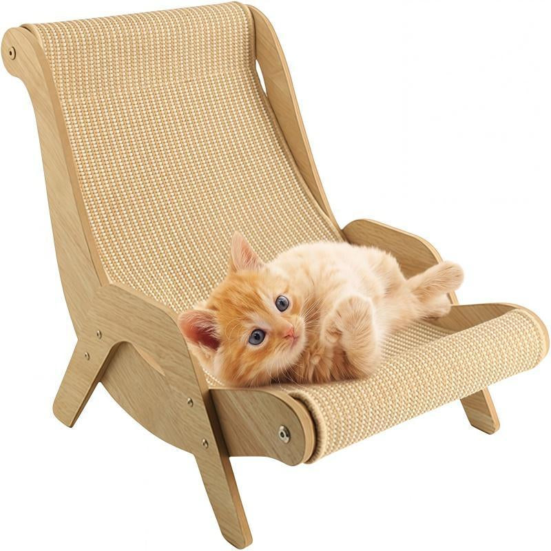 Stylish Wooden Cat Scratcher Rocker Bed - Ultimate Multi-Functional Pet Furniture for Scratching, Lounging & Relaxing Indoors or Outdoors