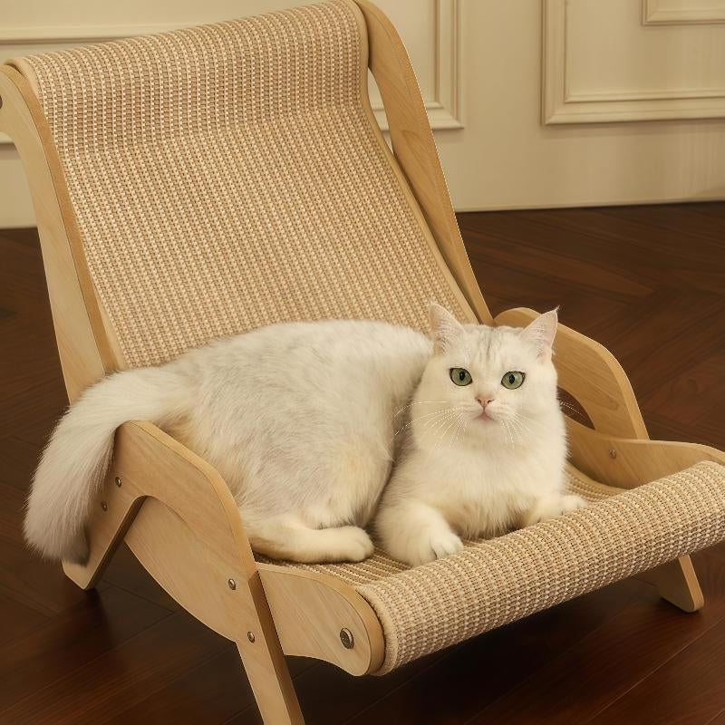 Stylish Wooden Cat Scratcher Rocker Bed - Ultimate Multi-Functional Pet Furniture for Scratching, Lounging & Relaxing Indoors or Outdoors