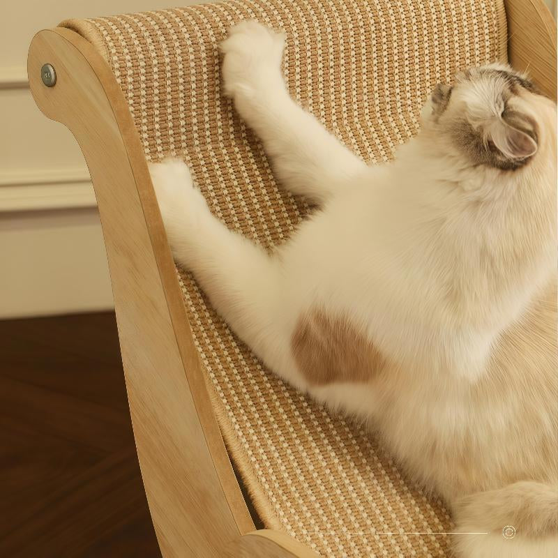 Stylish Wooden Cat Scratcher Rocker Bed - Ultimate Multi-Functional Pet Furniture for Scratching, Lounging & Relaxing Indoors or Outdoors