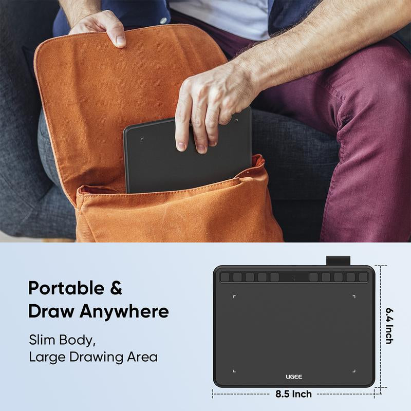UGEE S640 Digital Drawing Tablet - Versatile USB-Powered Graphics Tablet for Students & Artists, Durable Writing Board for Creative Expression