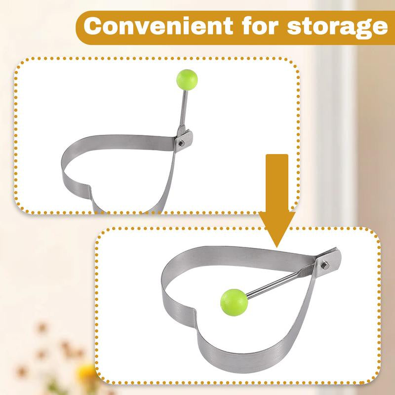 5-Piece Non-Stick Fried Egg Ring Molds Set - Perfect for Shaped Eggs on Griddle Pan