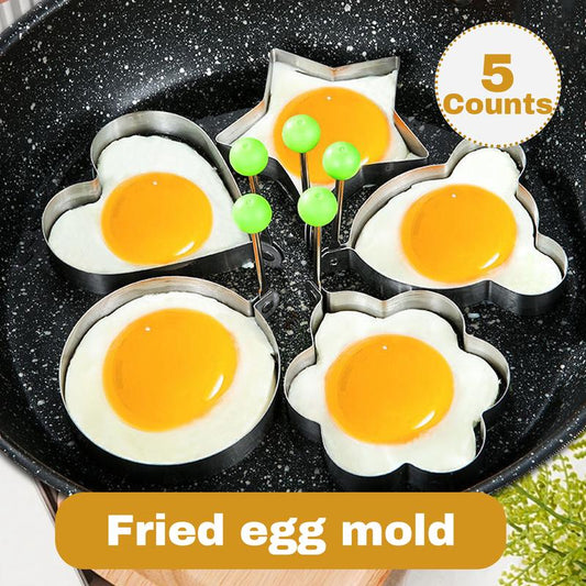 5-Piece Non-Stick Fried Egg Ring Molds Set - Perfect for Shaped Eggs on Griddle Pan