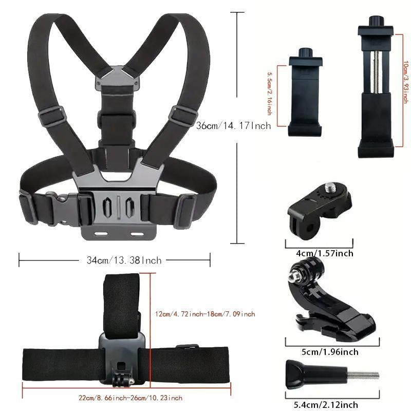 Ultimate Action Camera Strap Set with Phone Clip - Durable Mount for GoPro, Smartphones & Osmo Action - Universal Sports Camera Accessory for Adventure Enthusiasts