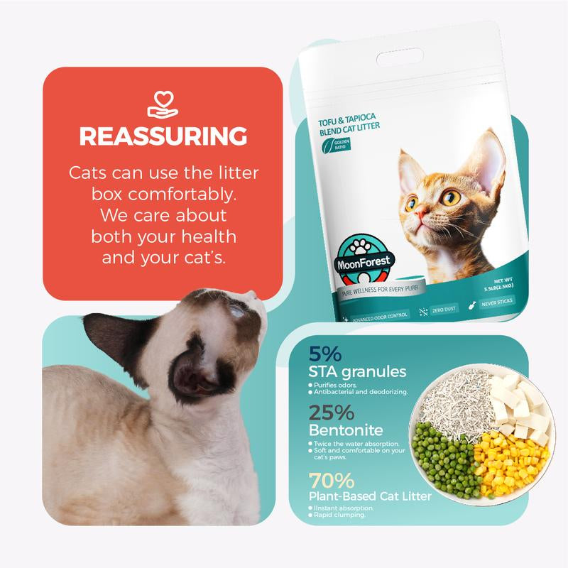 Premium 5.5Lb Tapioca Cat Litter - Flushable, Odor Control, Quick Clumping, Low Dust, Perfect for Smart Litter Boxes
