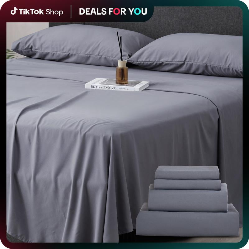Z-Hom 4-Piece Luxury Queen Bed Sheet Set - Microfiber Paisley & Solid Design with Deep Pockets up to 16 Inches