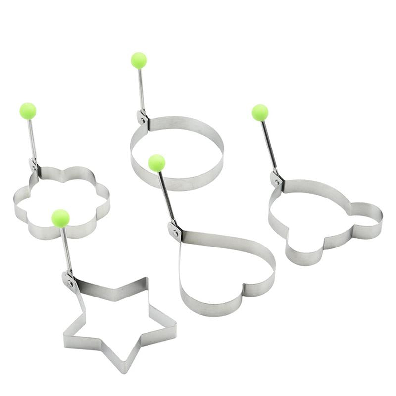 5-Piece Non-Stick Fried Egg Ring Molds Set - Perfect for Shaped Eggs on Griddle Pan