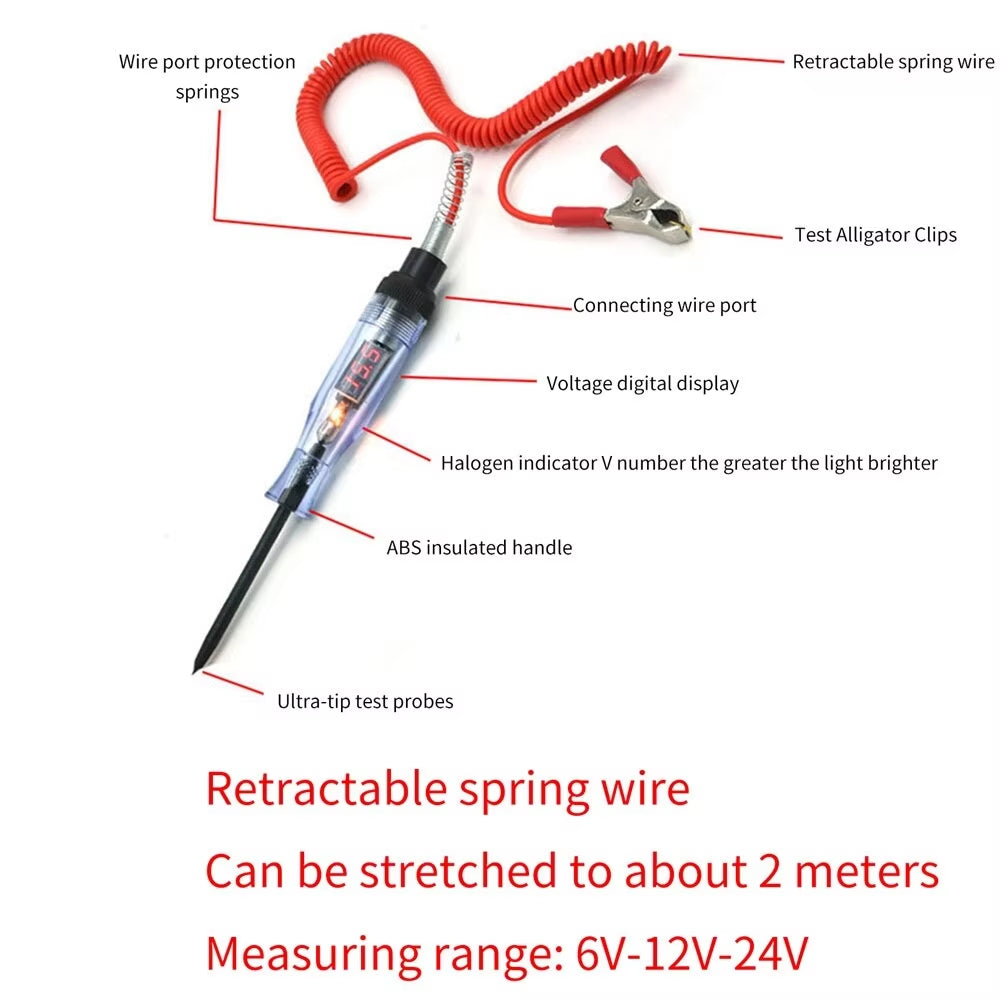 Versatile 6V-24V Car Truck Voltage Circuit Tester - Auto Diagnostic Probe & Light Bulb Measuring Tool