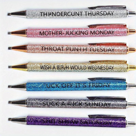 Sparkling Glitter Ballpoint Pen Set - 7 Fun & Colorful Pens for Home, Office, and School.Sparkling Glitter Ballpoint Pen Set - 7 Fun & Colorful Pens for Home, Office, and School