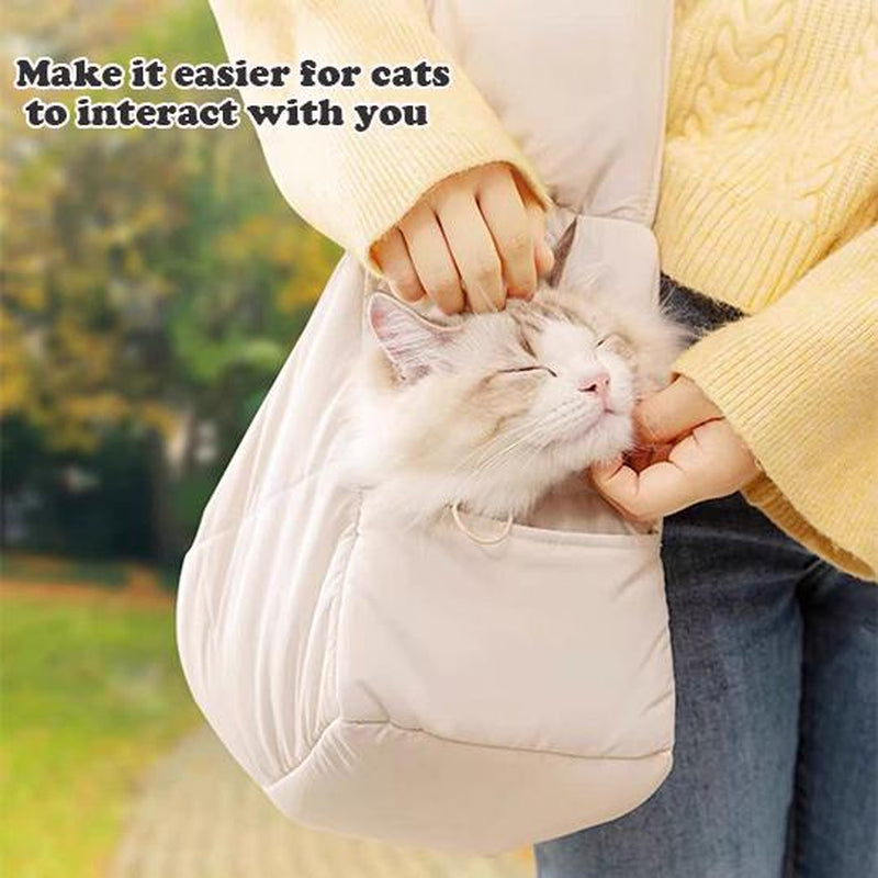 Hipipet Escape-Proof Quilted Sling Carrier - Stylish & Spacious Pet Bag for Cats & Small Dogs, Perfect for Outdoor Adventures