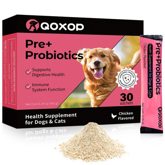 Probiotics for Dogs & Cats - 30 Chicken-Flavored Sachets for Digestive Relief with Prebiotics, Fiber & Enzymes - Boosts Gut & Immune Health!.PRE+ Probiotics for Dogs & Cats - 30 Chicken-Flavored Sachets for Digestive Relief with Prebiotics, Fiber & Enzymes - Boosts Gut & Immune Health!