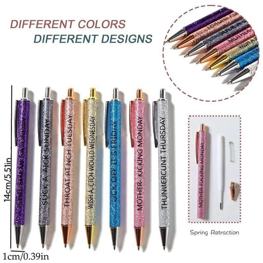 Sparkling Glitter Ballpoint Pen Set - 7 Fun & Colorful Pens for Home, Office, and School