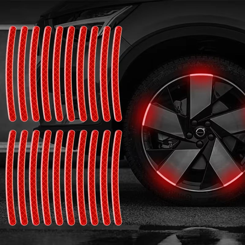20pcs Luminous Reflective Wheel Hub Stickers - Enhance Night Visibility for Cars, Bikes & Motorcycles