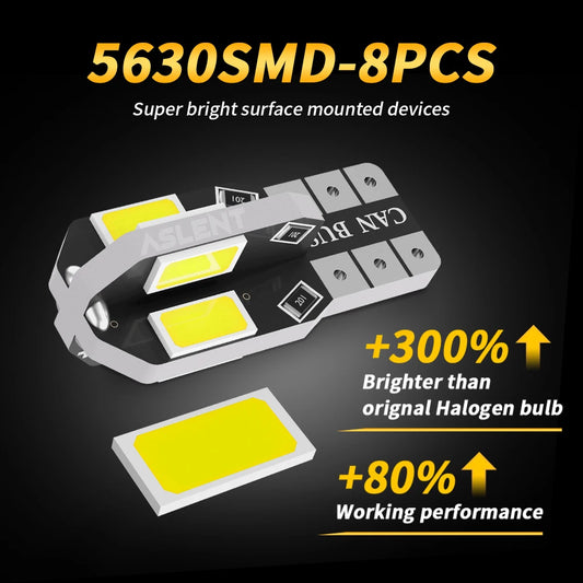 Super Bright 10X W5W T10 LED CANBUS Car Interior Side Lights - No Error, 600Lm, White/Amber/Red Options