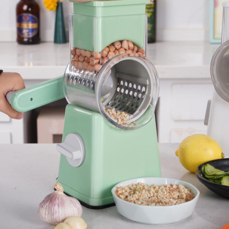 Premium Rotary Cheese Grater with 5 Blades & Suction Cup Base - Versatile Kitchen Utensil for Cheese, Vegetables & More - Perfect Gift for Foodies!