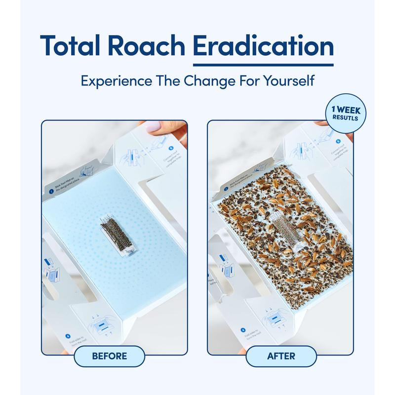 Effective Indoor Roach Traps (12 Pack) - Sticky Glue Cockroach Killer for Home and Car Infestations, Safe for Pets