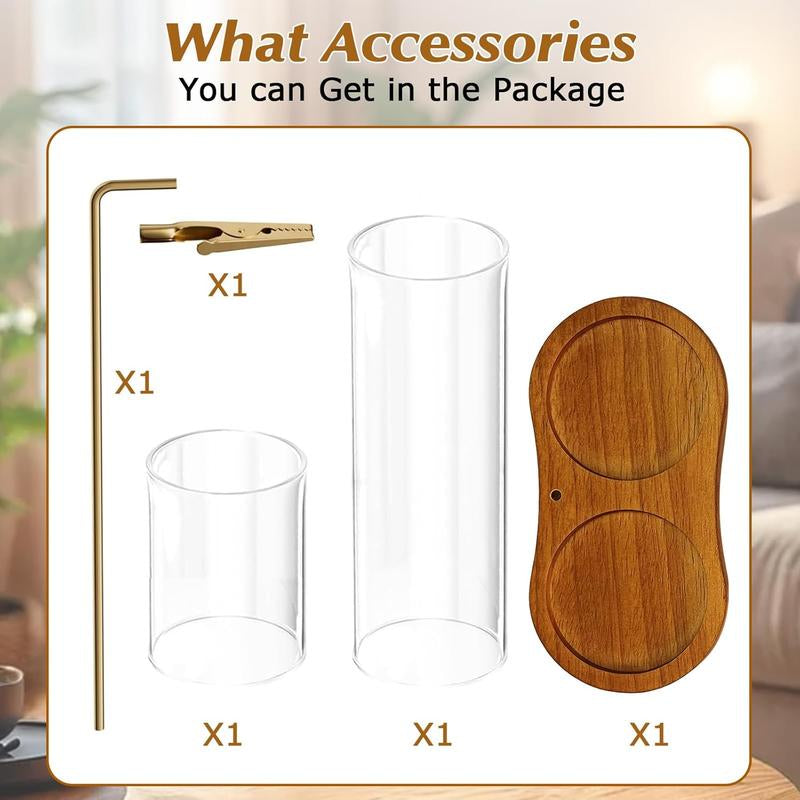 Elegant 2-in-1 Wooden Incense & Candle Holder - Aromatherapy Diffuser with Removable Glass Ash Collector, Perfect Home Decor & Unique Gift for Scent Lovers