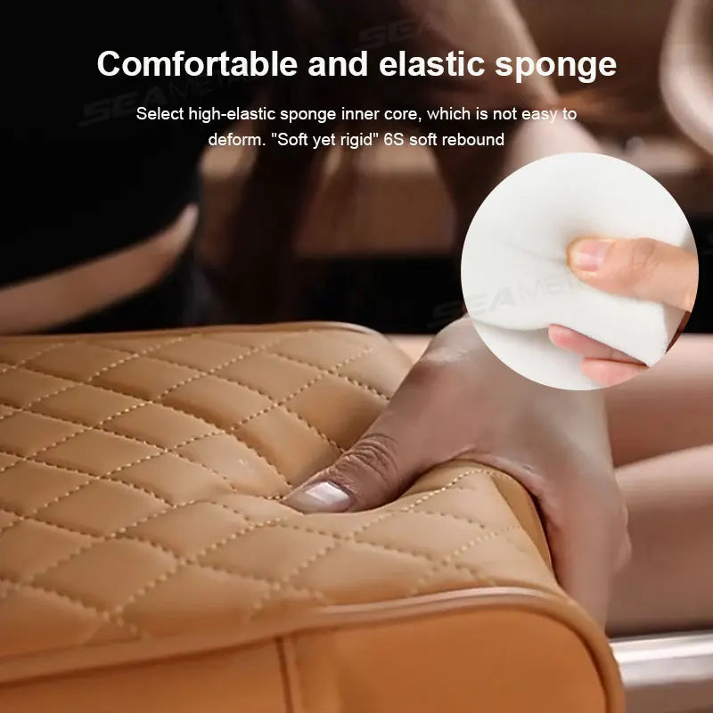 Ultimate Comfort Auto Center Console Armrest Cushion with 2 Cup Holders - All-Season Heightening Pad & Pillow Cover