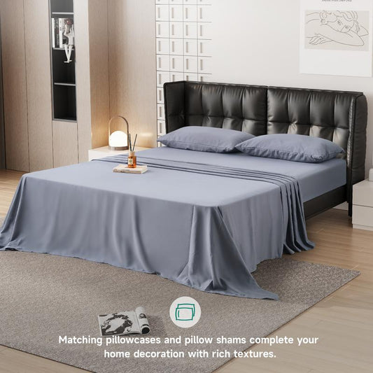 Z-Hom 4-Piece Luxury Queen Bed Sheet Set - Microfiber Paisley & Solid Design with Deep Pockets up to 16 Inches.Z-Hom 4-Piece Luxury Queen Bed Sheet Set - Microfiber Paisley & Solid Design with Deep Pockets up to 16 Inches