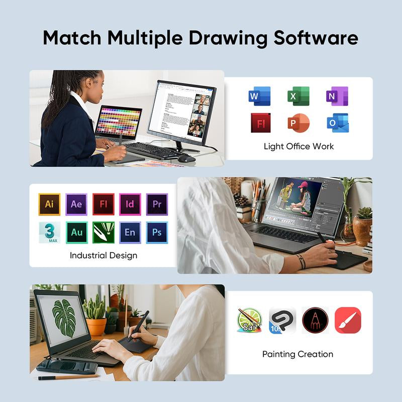UGEE S640 Digital Drawing Tablet - Versatile USB-Powered Graphics Tablet for Students & Artists, Durable Writing Board for Creative Expression