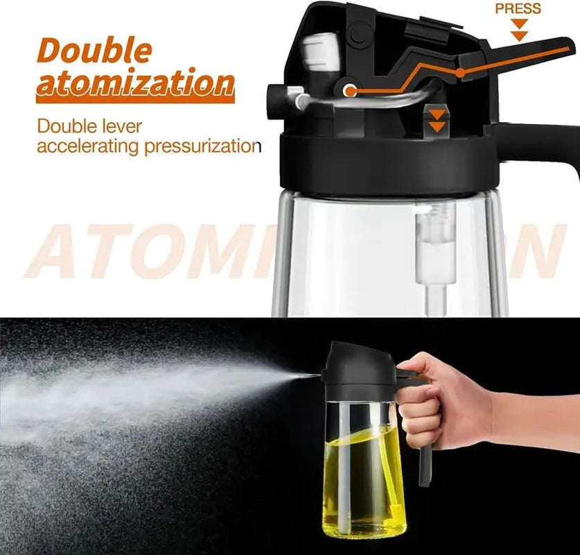 GJ 16Oz Oil Dispenser Bottle - 2-in-1 Olive Oil Sprayer & Dispenser for Cooking, Salad & Barbecue - Stylish Multicolor Kitchenware