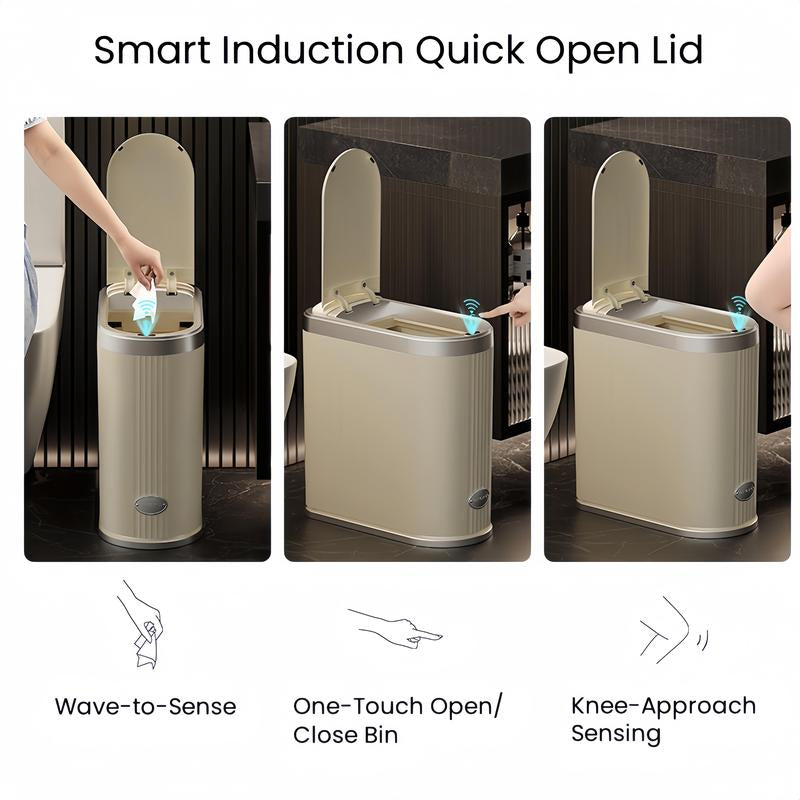 Smart Touchless Trash Can - Waterproof Sensor Bin for Bathroom & Kitchen